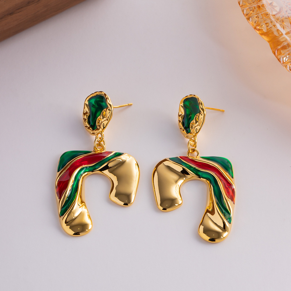 Retro U Shape Copper Plating Drop Earrings 1 Pair