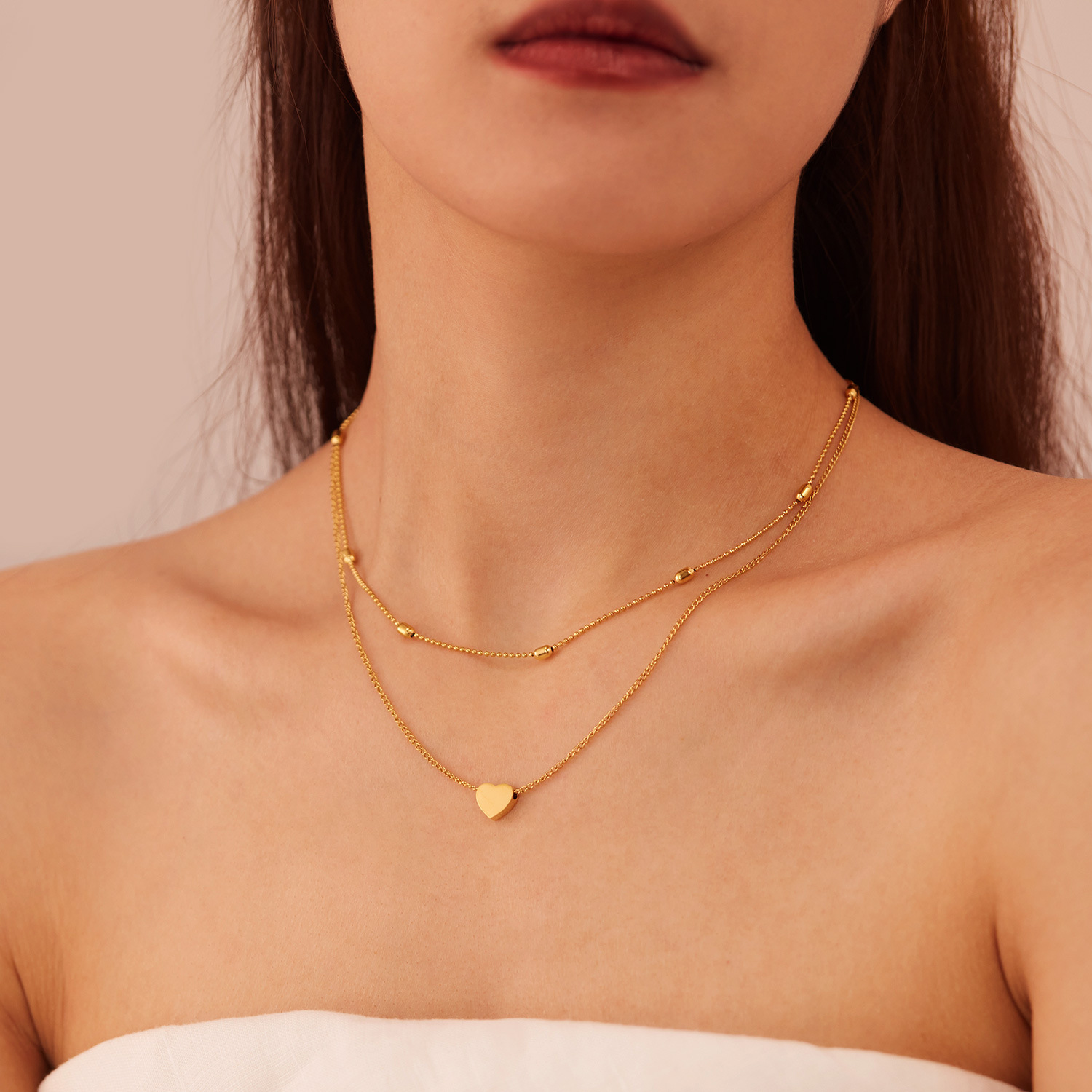 일본과 한국 패션 우아한 쌓인 사랑 펜던트 쥬얼리 도매 가벼운 럭셔리 틈새 조커 티타늄 스틸 목걸이 여성