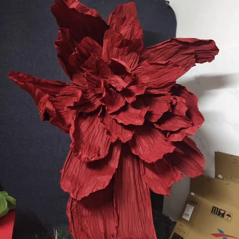 礼婚庆纸艺仿真花手工褶皱美塑花婚庆路引道具装饰橱窗美陈装饰品|undefined