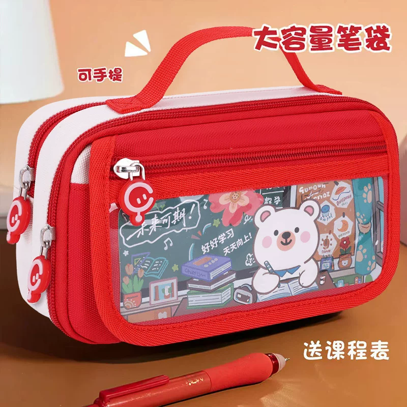 Retro capacious pencil case ancient style for students for boys