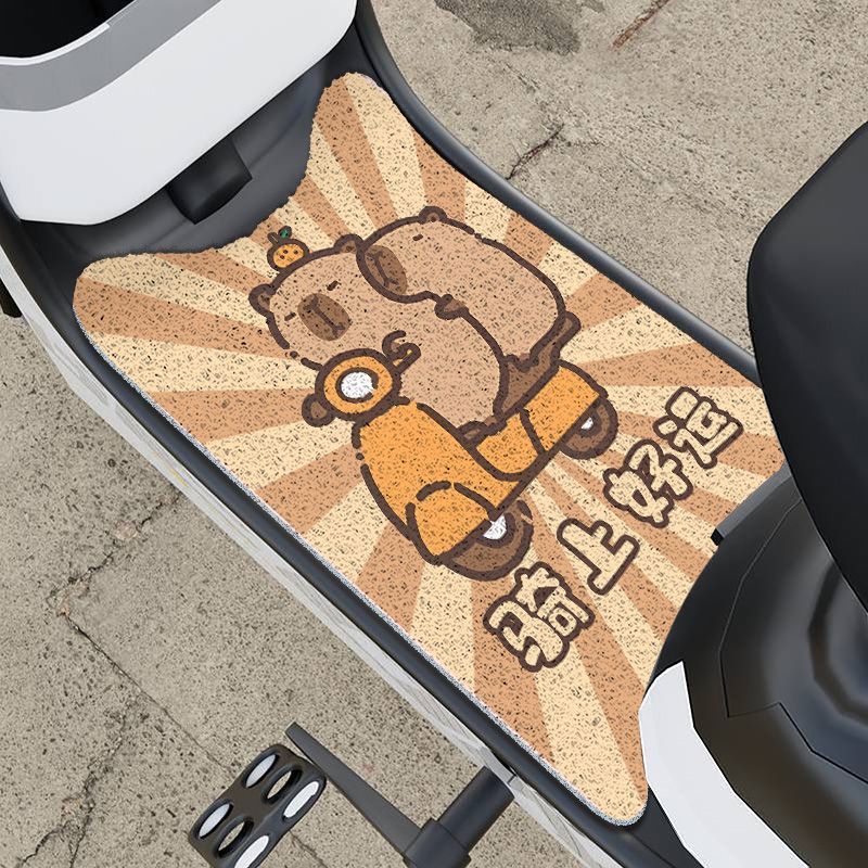 Electric Vehicle Pedal Mat, Universal Model Wire Ring Foot Mat, Freely Cutable Anti-Slip Mat, Cartoon Cute Pedal Mat