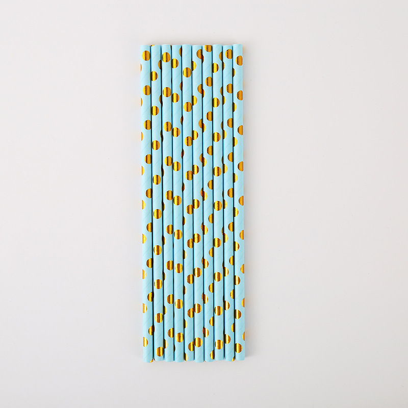 Dorado punto azul traje de lunares vajilla de cumpleaños desechable de gama alta plato de merienda taza de papel suministros de tejido