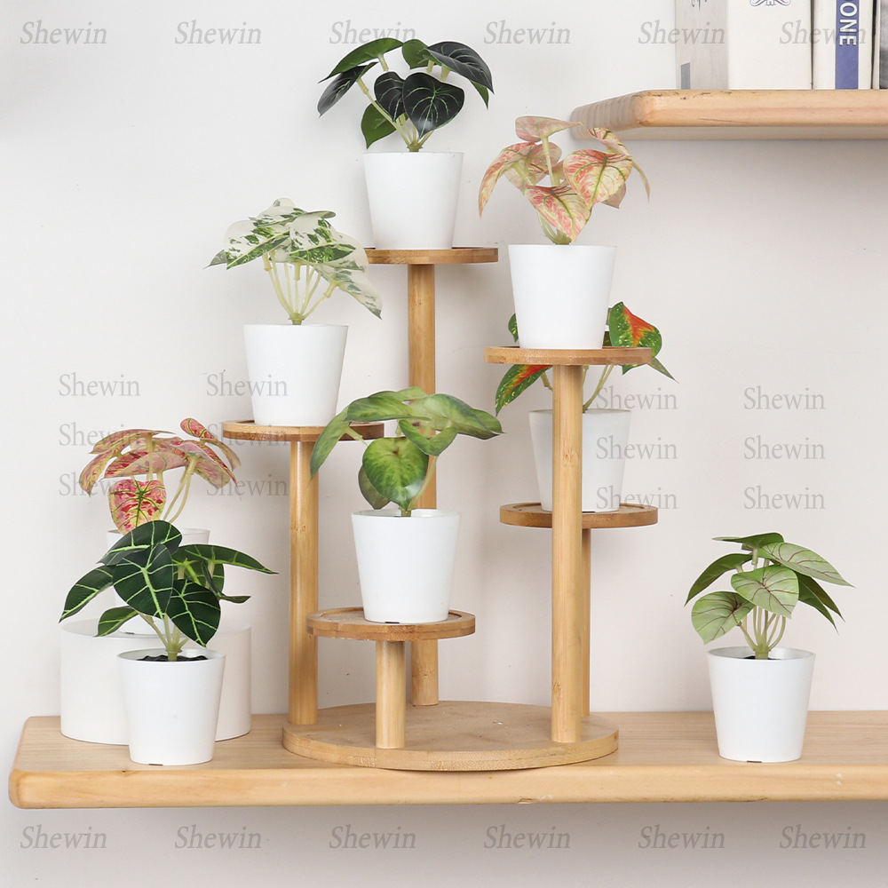 Inventario de una sola hoja verde de plástico bonsai amazon decoración de mesa de maceta pequeña decoración fabricante de comercio exterior image 4