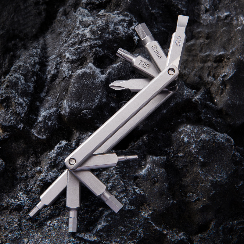 多功能便携自行车工具套装掌上EDC工具螺丝批扳手组合随车工具