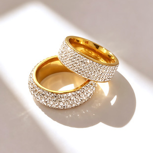 (Cross-border trading), wedding ring stainless steel, jewelry with zircon, European style, diamond encrusted, light luxury style, high-quality style