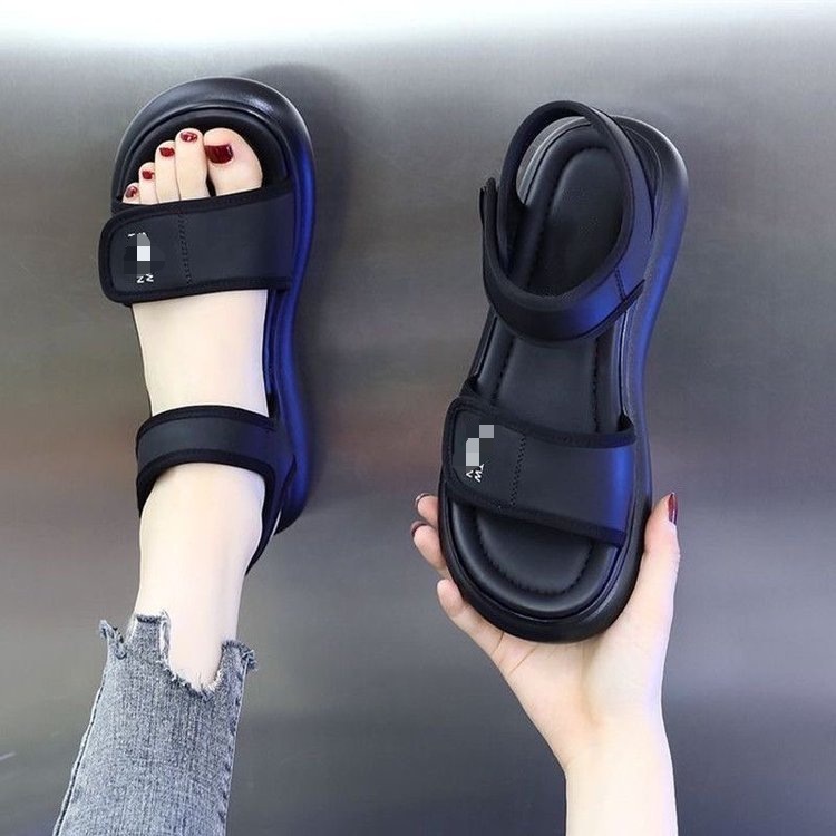 Sandalias deportivas de damas con suela plana 2026 verano nuevo antideslizante con suela suave Velcro para usar zapatos de playa ligeros