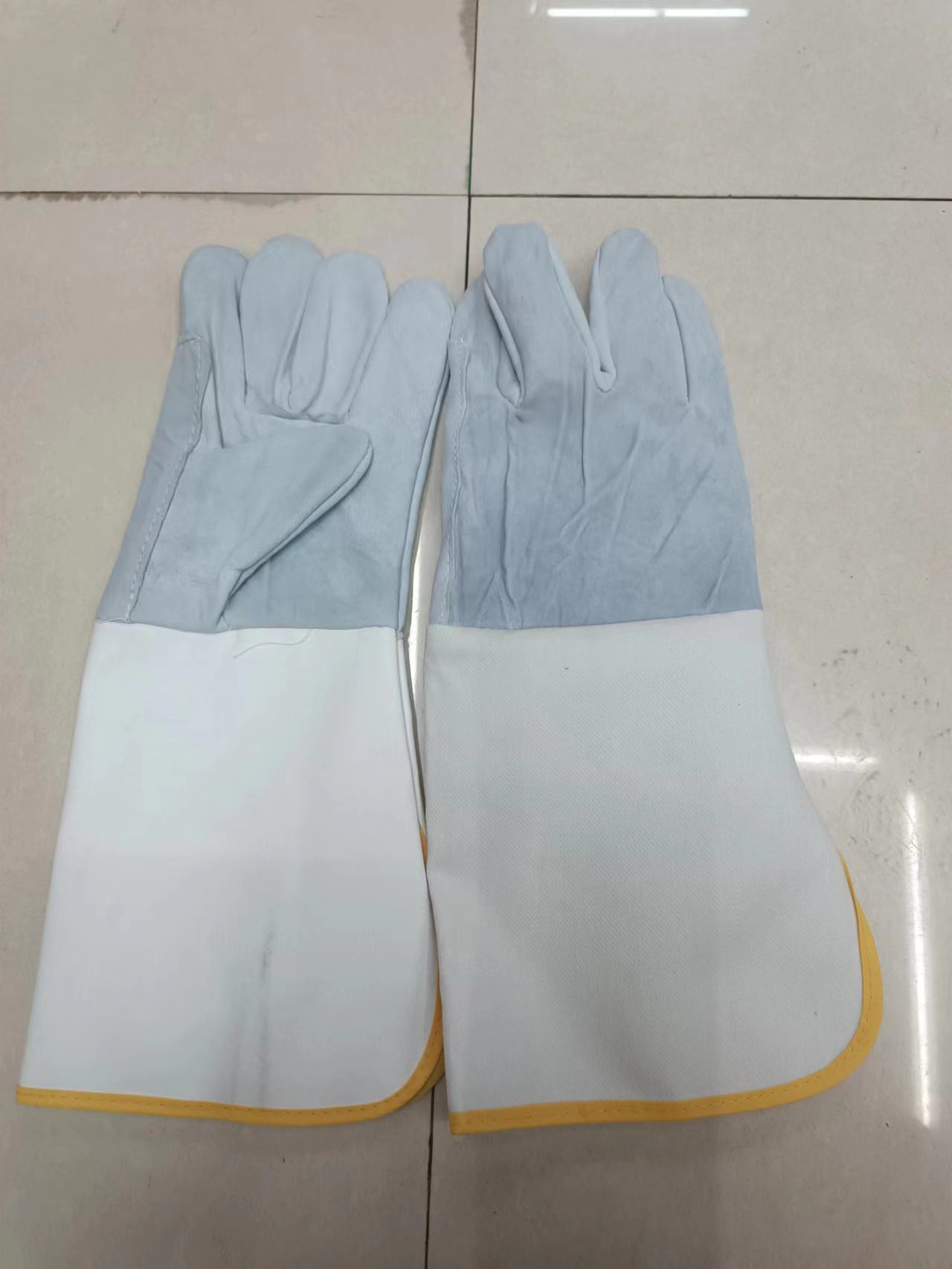 厂家直销帆布牛皮长款焊工焊接灵活防烫隔热防滑耐磨劳保电焊手套