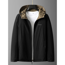 设计师原创春秋季男式新款加肥加大码工装连帽夹克户外双面穿男式