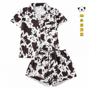 K 43908 Cow Print Short Sleeve Pajama Set ��ţӡ��˯��