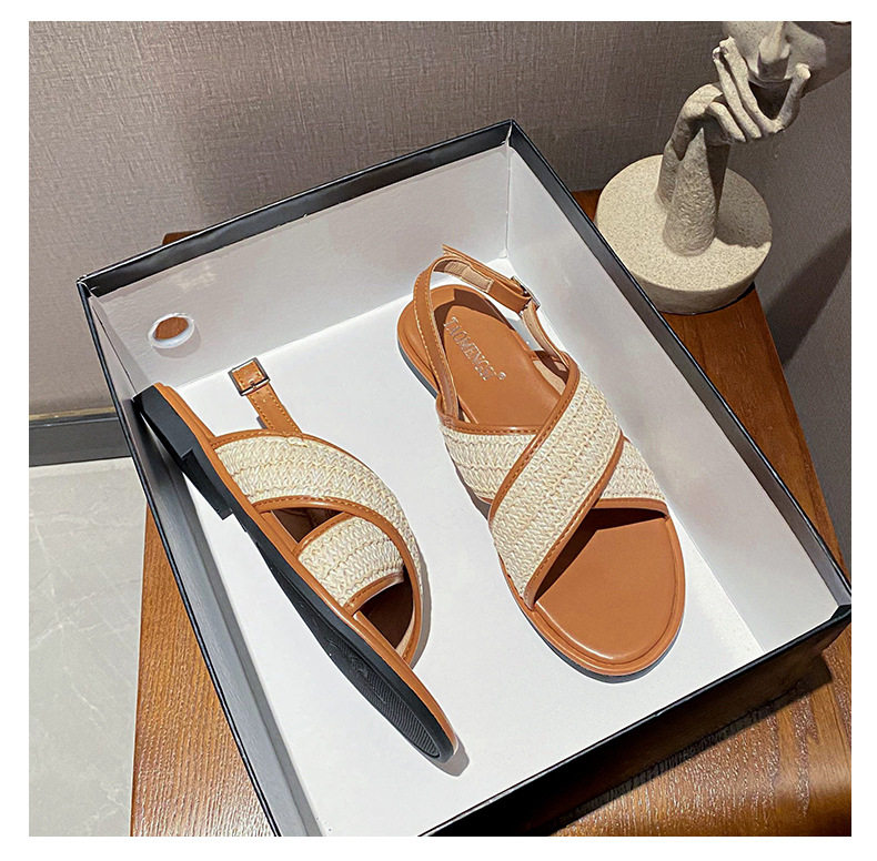 Dép sandal nữ quai chéo mũi tròn hở ngón đế dày phối màu, đế cao 3 cm — Màu Mơ (Dép lê), Màu Mơ (dép), Màu nâu (dép), Màu đen (dép) chi tiết 55