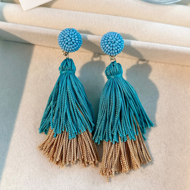 Bohemian Classic Style Geometric Cloth Tassel Women's Drop Earrings display picture 2