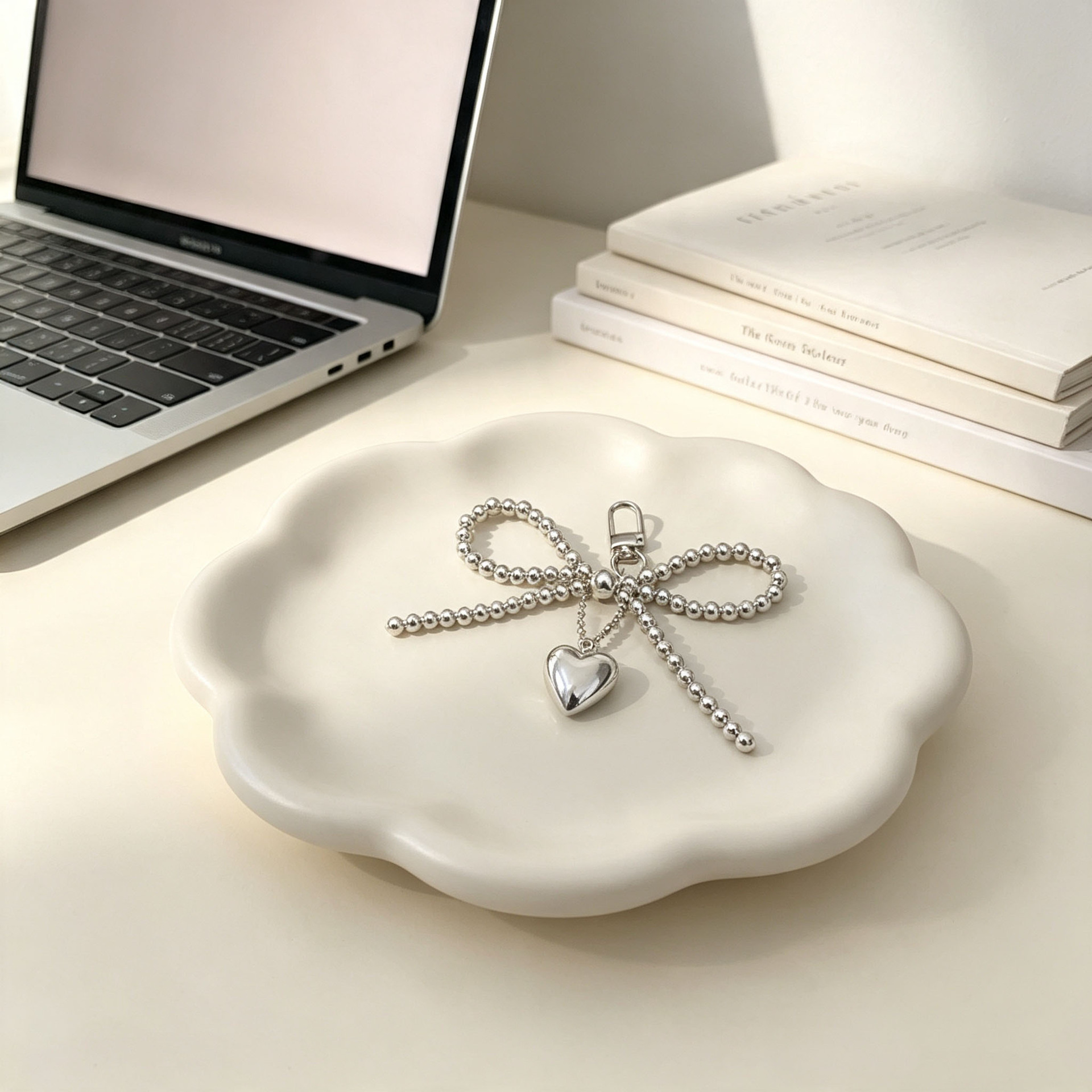 Nuevo estilo di-ins estilo coreano arco de perla amor colgante llavero accesorios de bolsos colgantes de teléfonos móviles