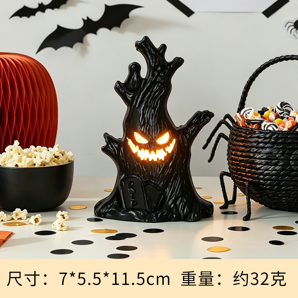 Decoración de Halloween esqueleto fantasma mesa de lámparas colocado horrores árbol demonio calabaza lámpara decoración de fiesta velas lámparas de noche