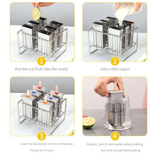 Ice Cream Mold 304 Stainless Steel Dual-Slit Popsicle Mold Commercial Ice Cream Mold Ice Making Box Manufacturer Wholesale