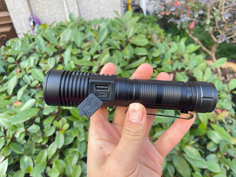 21700 white laser telescopic zoom flashlight Type-C charging small pen clip magnetic multi-function with magnet
