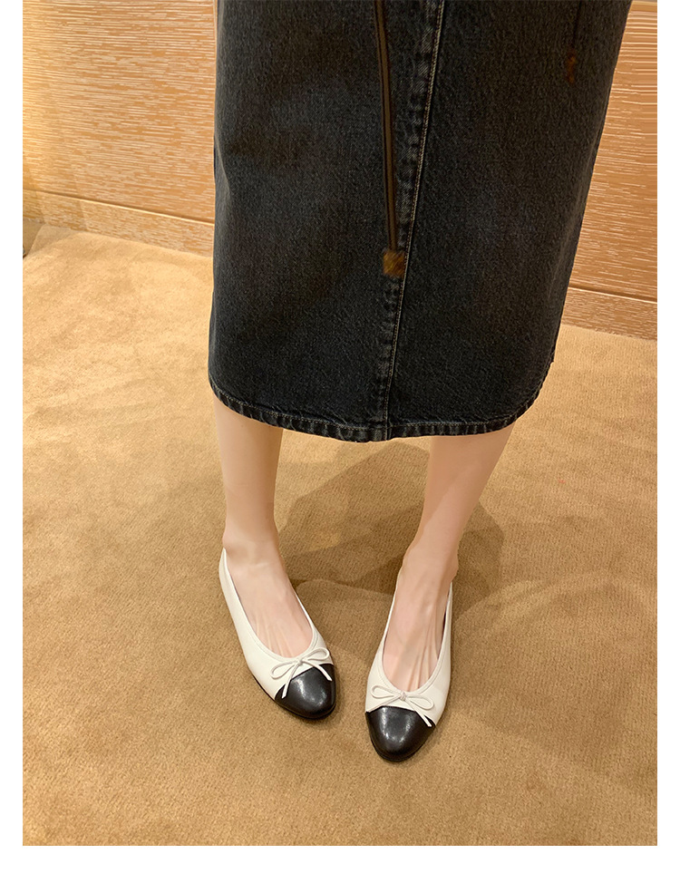 Edición de piel de oveja ~ pequeño viento blanco de cuero suave Mary Jane zapatos de ballet de arco zapatos de cama plana
