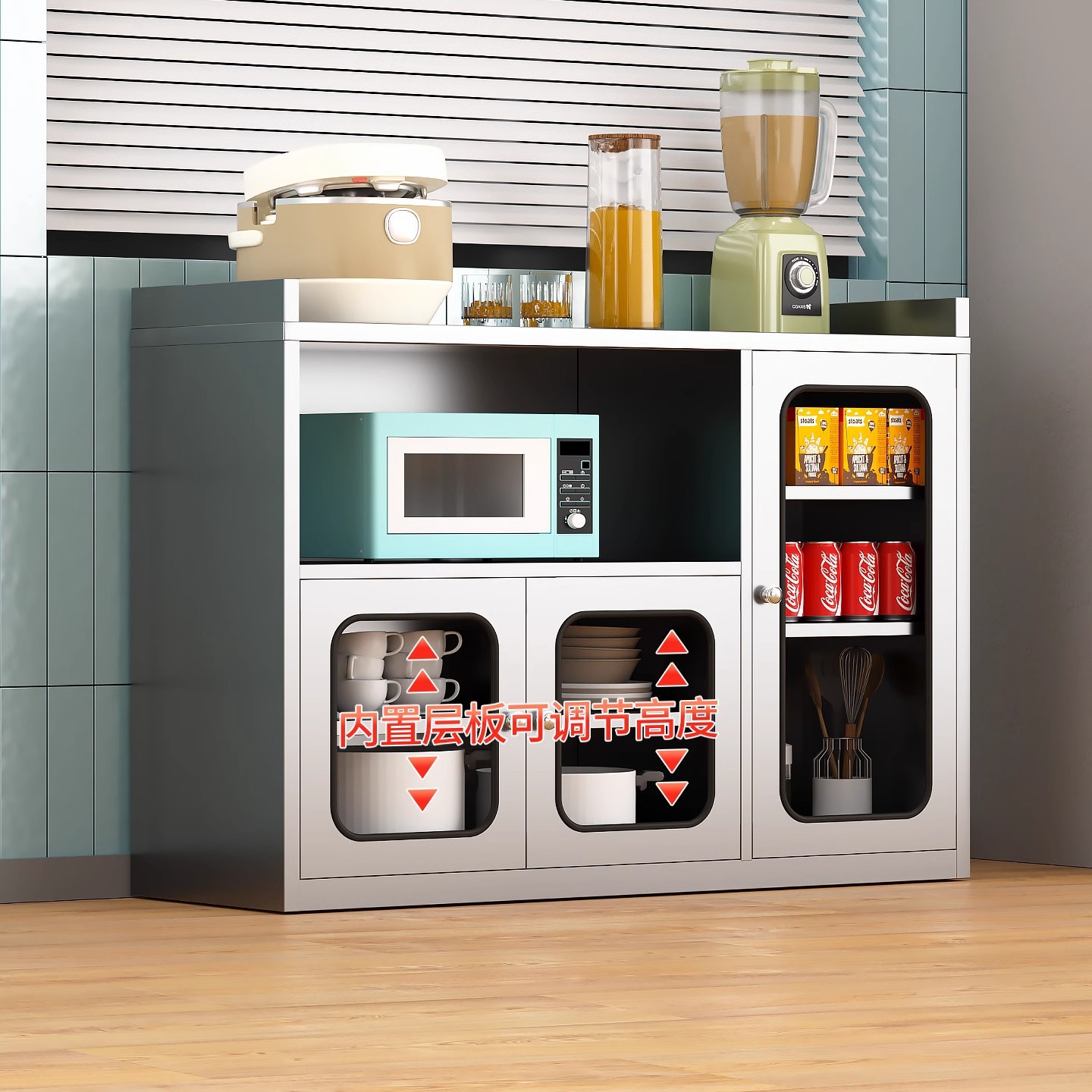 304 Stainless Steel Sideboard Cabinet Restaurant Storage Cabinet Storage Cabinet Pot Storage Cabinet Home Kitchen Cupboard