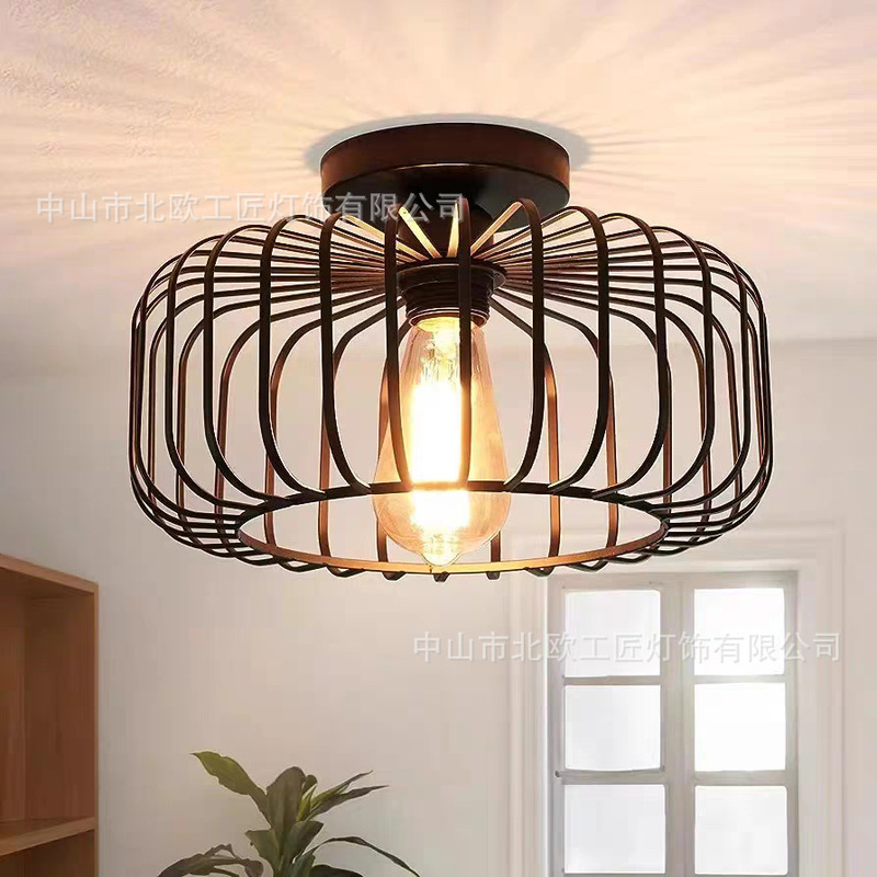 Cross-border Hot Selling Simple Ceiling Lamp Bird Cage Lamp Iron Ceiling Lamp Lantern Iron Tea Room Lamp Corridor Away Lamp Cross-border Hot Selling Simple Ceiling Lamp Bird Cage Lamp Iron Ceiling Lamp Lantern Iron Tea Room Lamp Corridor Away Lamp