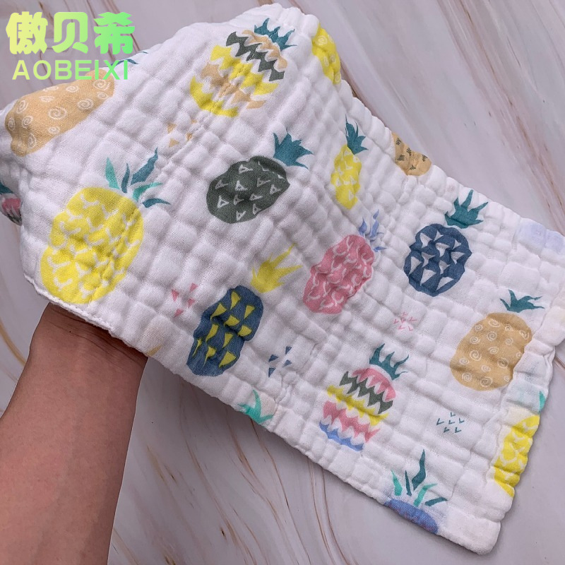 Children's Washcloth, Baby Drool Towel, Pure Cotton Gauze Children's Towel, Six-Layer Hand Towel with Cute Cartoon Pattern