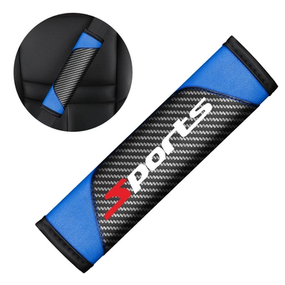 and Comfortable Sports Safety Cover | Seat belt shoulder pad - carbon-fiber-shoulder-pads-black-and-blue-single-no-standard