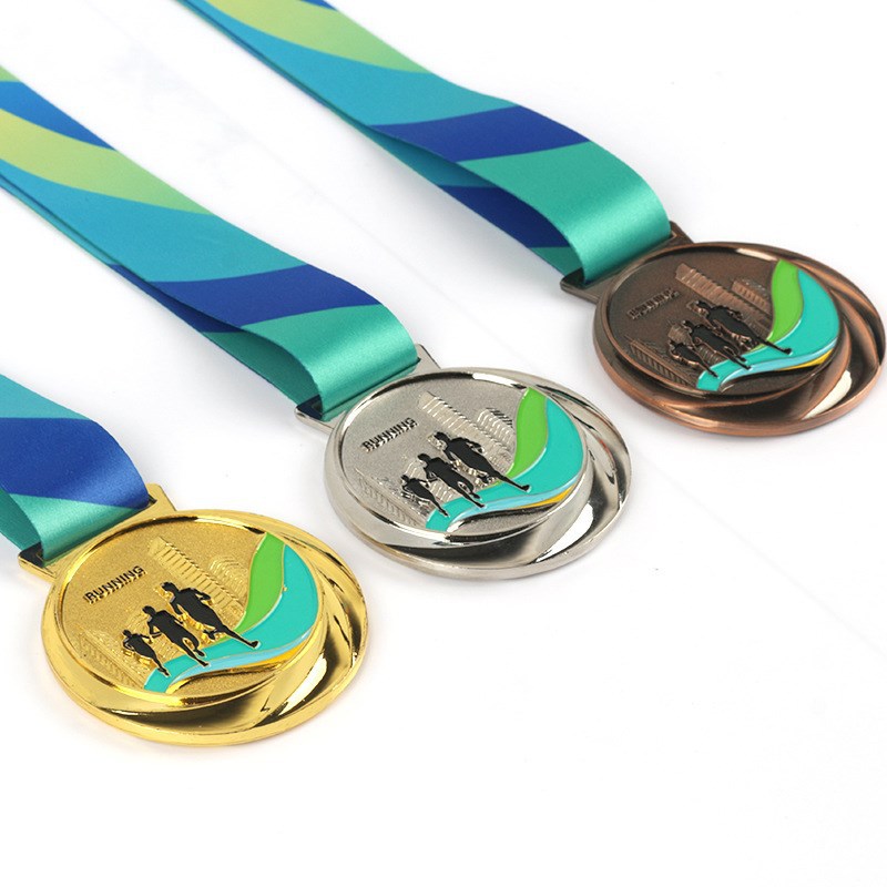 Medalla de metal haciendo medalla de oro, plata y cobre haciendo maratón medalla conmemorativa creativa corriendo medalla deportiva