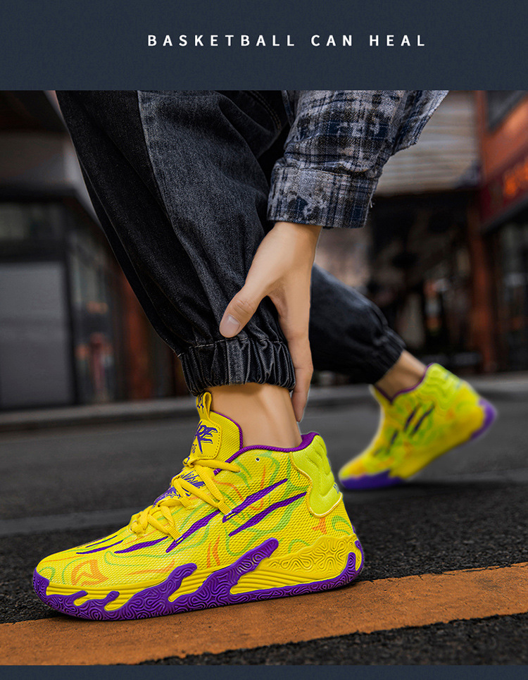 Three-ball Three-generation Bauer Basketball Shoes for Men and Women Anti-slip and Wear-resistant High-top Concrete Combat Cushioning Sports Shoes_voghion.com