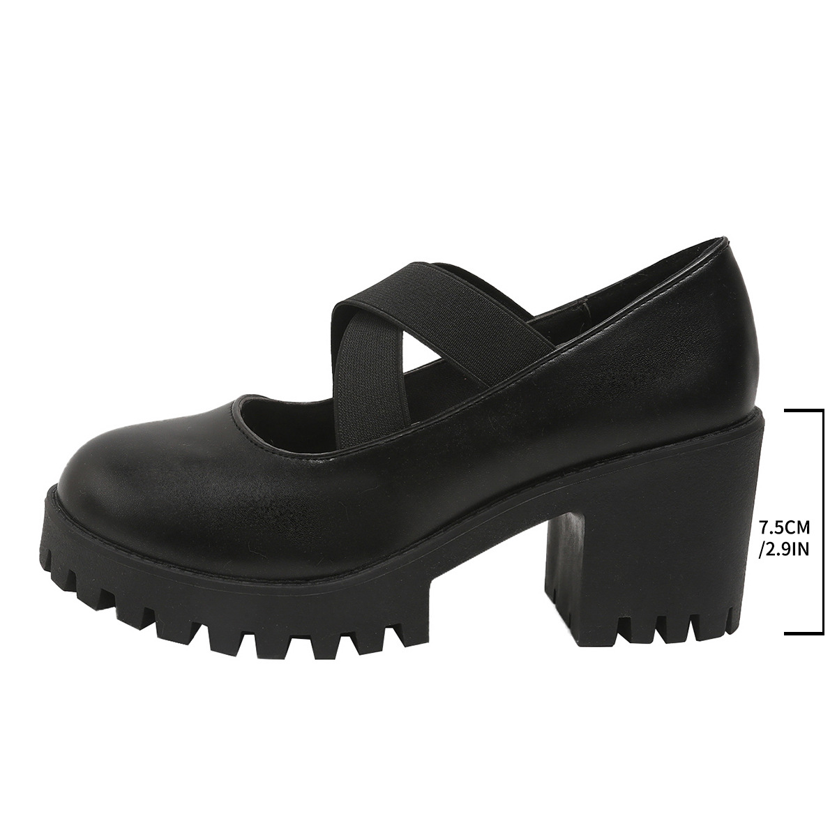 Professional Women's Crisscross Elastic High Heeled Shoes plus Size Chunky Heel Autumn New Style Dress Shoes_voghion.com