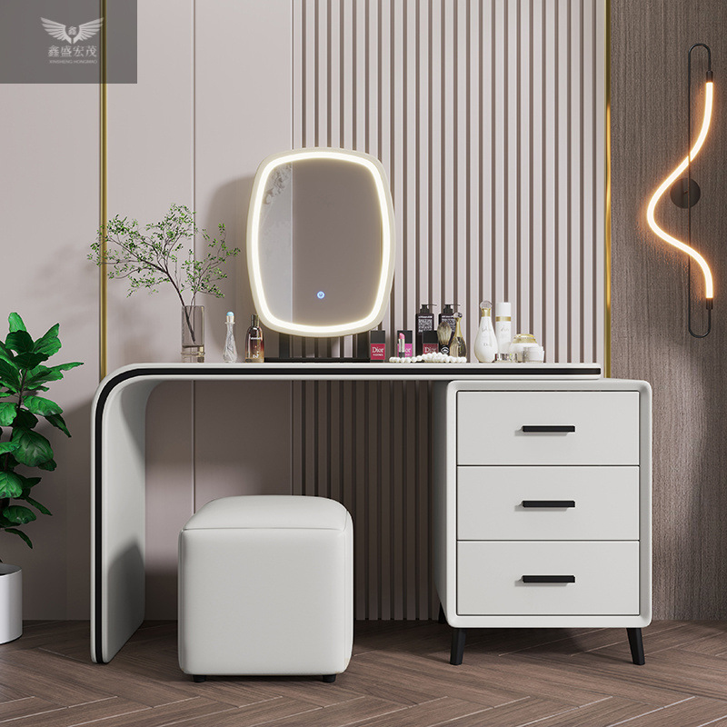 Dormitorio moderno simple italiano de lujo ligero de madera maciza mesa de tocador cabecera de cama un gabinete de almacenamiento para mujeres pequeñas mesas de maquillaje