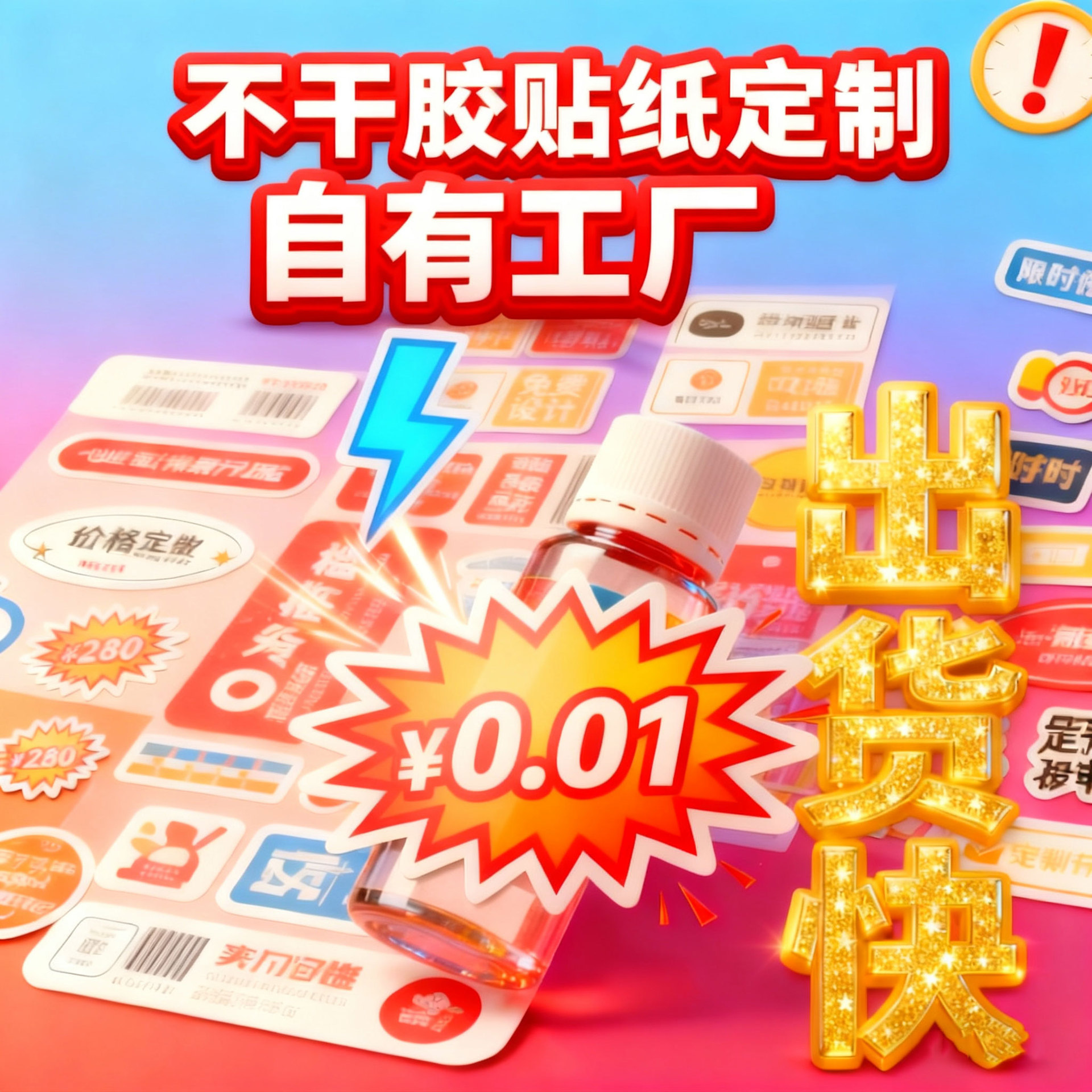 不干胶贴纸池透明圆形封口PVC 奶茶贴纸 logo标签UV转印贴水晶