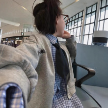 2025春季新款女童学院风格子裙配领带韩版刺绣外套三件套女孩园服