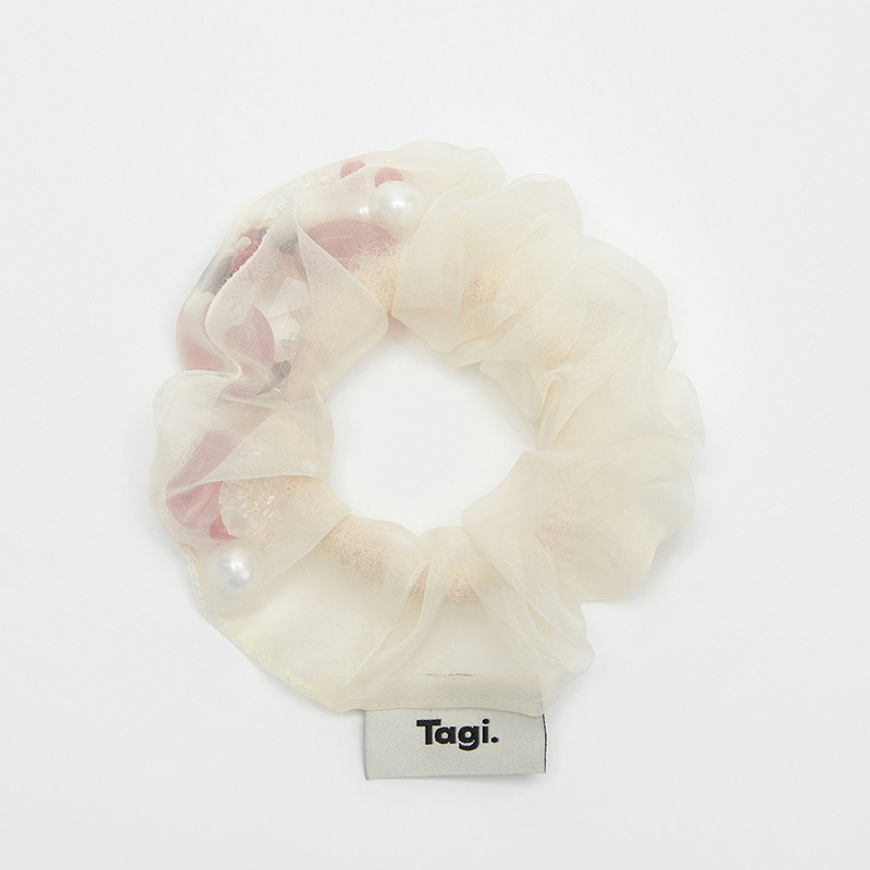 Tagi.亚克力珍珠装饰薄纱闪闪光泽珠珠发圈发绳小众配饰|undefined