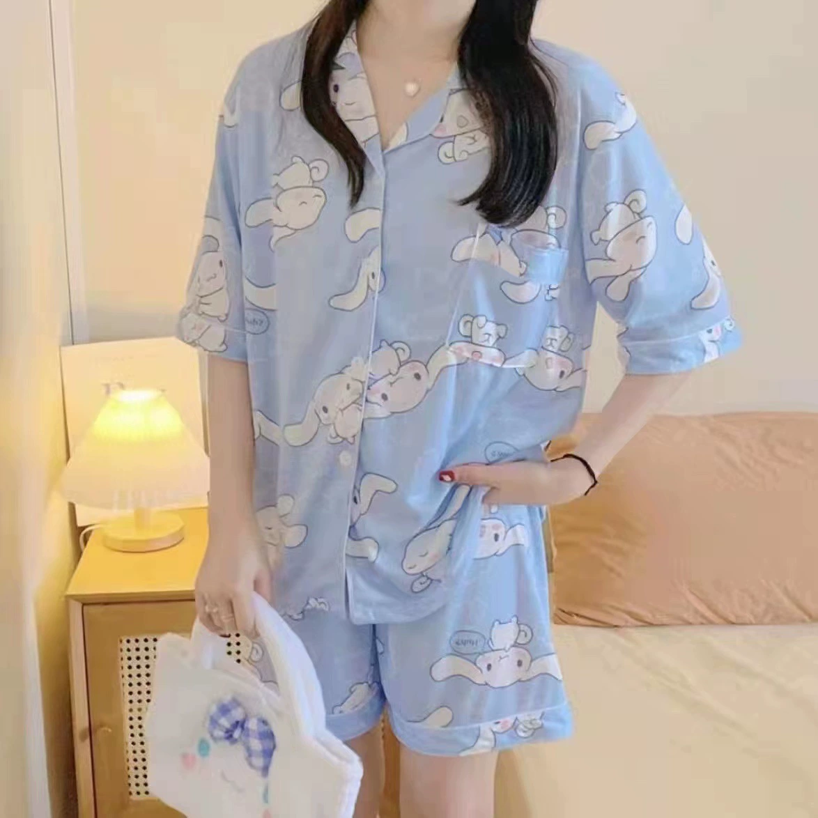 Pijama, cute set for students, thin summer cardigan, oversize