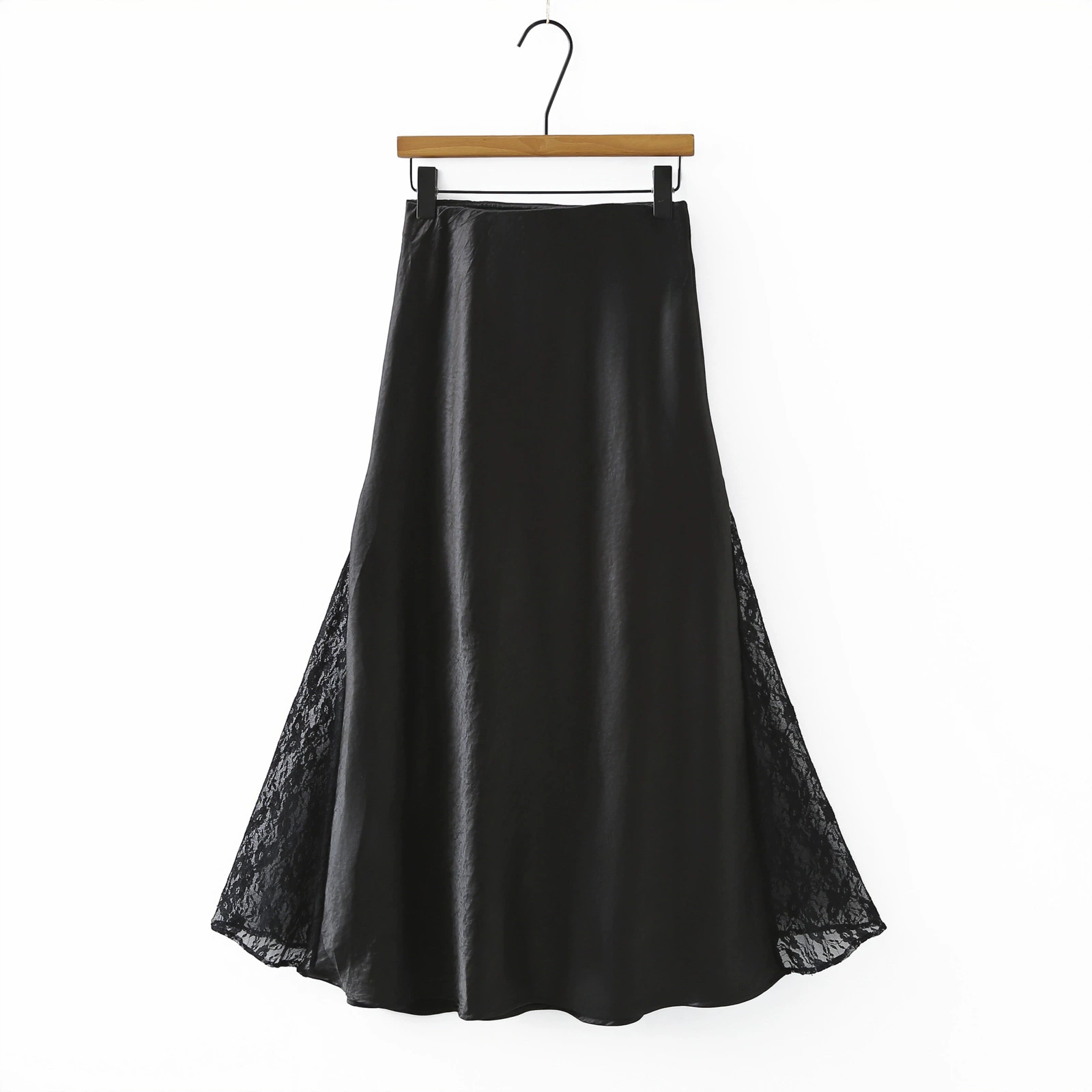 Юбка больших размеров, летняя юбка для полных MM, нишевый дизайн, кружевная юбка с высокой талией, ацетатная атласная юбка длиной до пола 445