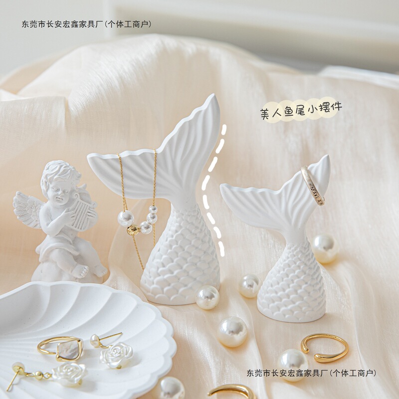 Ins Mermaid Tail Plaster Photo Props Ocean Style Jewelry Pearl Shell Photography Background Decorative Ornaments