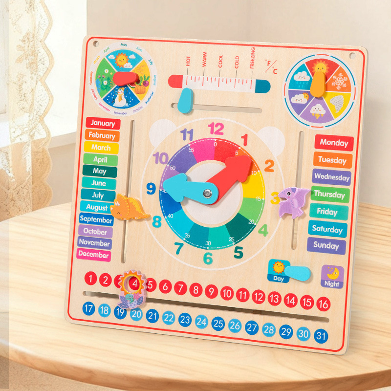 Calendar clock educational puzzle board for children to learn time and clocks, multifunctional teaching aids, building block puzzles wholesale Calendar clock educational puzzle board for children to learn time and clocks, multifunctional teaching aids, building block puzzles wholesale