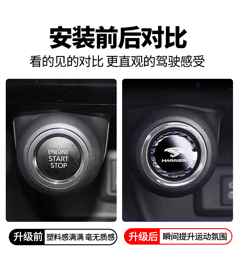 Suitable for Toyota Harrier One-Touch Ignition Ring, Harrier 60 Series and 80 Series Ignition Light-Transmitting Decorative Cover, Automotive Accessories