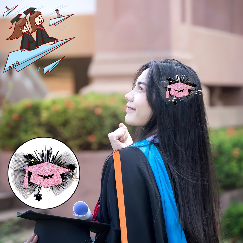 Accesorios para el Cabello para la Fiesta de Graduación 2025, Horquillas para el Cabello, Tocado para Ceremonia de Graduación, Accesorios para Fotos, Horquilla de Malla con Birrete de Licenciado