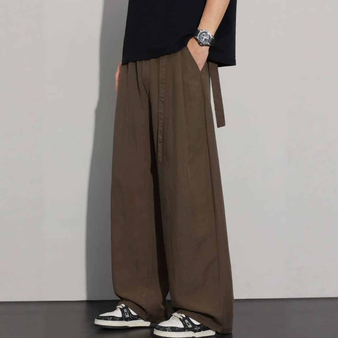 2026春夏季新款欧美日韩弯刀透气宽松直筒卡其色休闲西裤男PANTS