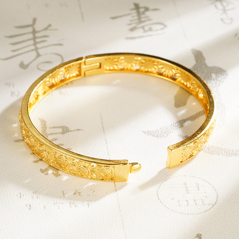 Brazalete de sol de oro Gufasha temperamento femenino China girasol floral brazalete de fichaje fábrica al por mayor