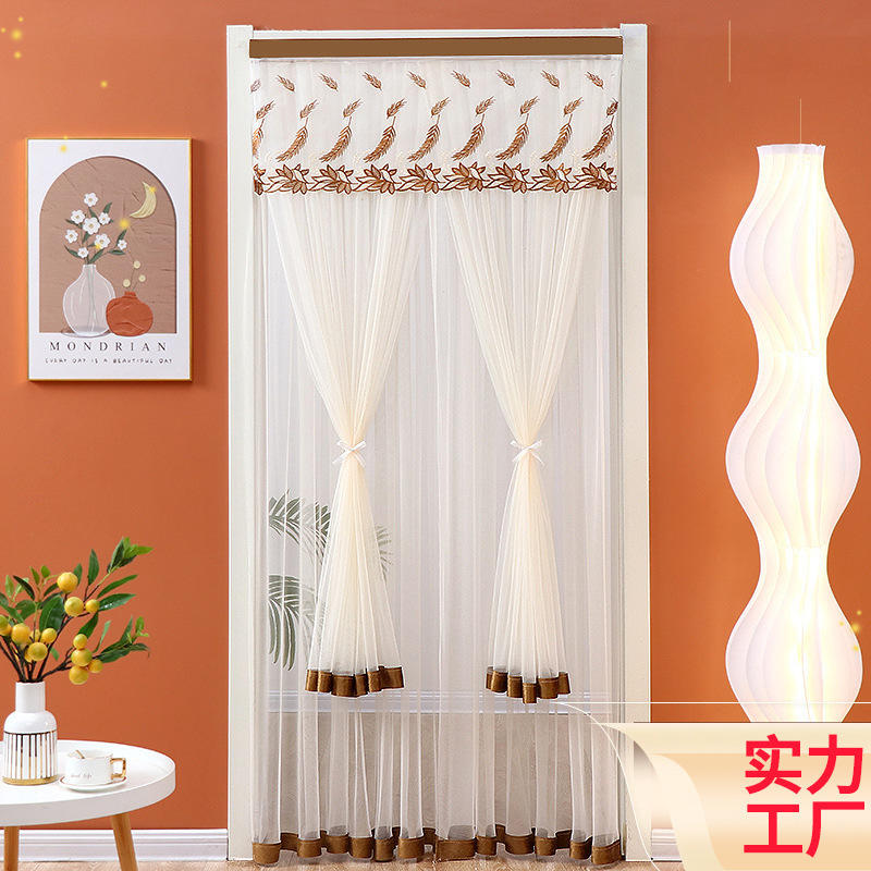 New Wholesale Fabric Anti-Mosquito Privacy Decoration Cabinet Curtain Partition Bedroom Lace Gauze Door Curtain Without Punching