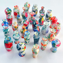 树脂复古小花瓶立体迷你桌面摆件仿景德镇陶瓷瓶插花DIY饰品配件