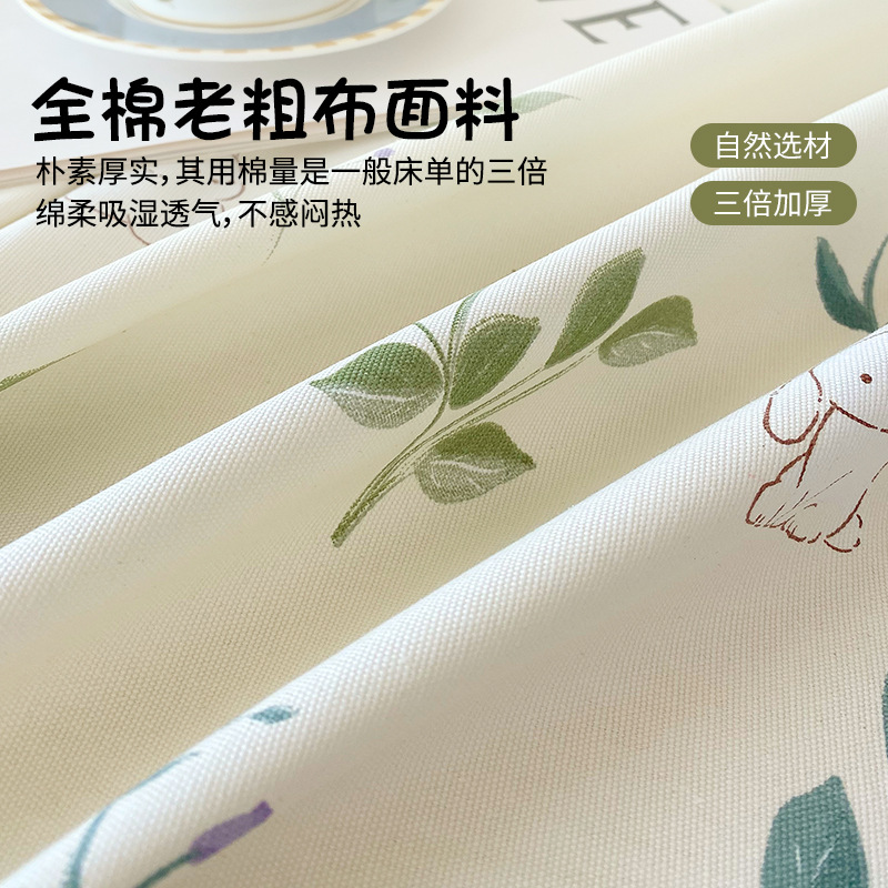 Ropa de cama de tela gruesa vieja de algodón puro, una sola pieza 2025 nueva funda de almohada de edredón impresa de verano, un solo traje de tres piezas