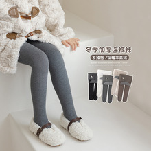 儿童连裤袜加厚加绒a类精梳棉纯色女童打底裤保暖外穿宝宝打底袜