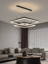 新款簡約家用客廳LED吊燈咖啡廳創意多層方形藝術吧台餐廳吊燈