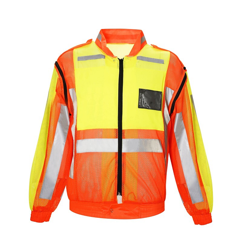 [Professional Factory] Reflective Long Sleeve Jacket Reflective Security Protective Clothing Collared Reflective Security Warning Vest