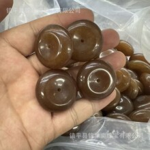 天然金丝玉糖色平安扣仿和田玉且末糖料扣子吊坠老红糖玉坠玉佩