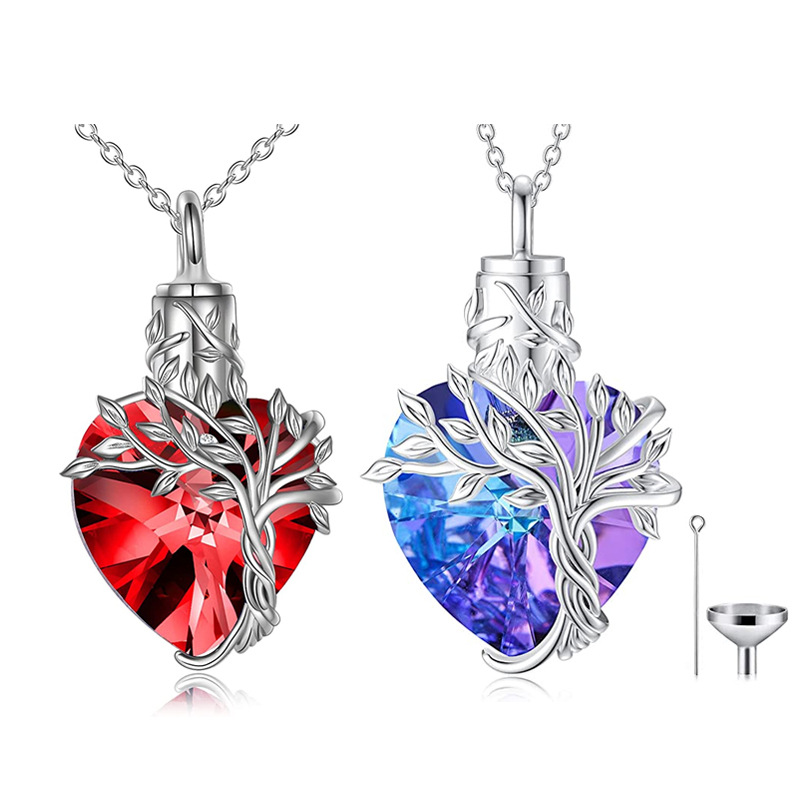 Acero inoxidable amor gema colgante vida árbol melocotón corazón collar urn Memorial parientes botella de perfume para mascotas
