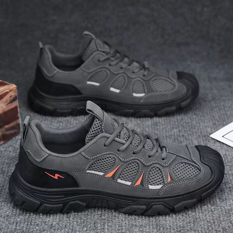 Men's Shoes Summer Mesh Breathable Construction Site Work Non-Slip Wear-Resistant Anti-Puncture Labor Protection Shoes Men's Outdoor Sports Hiking Shoes