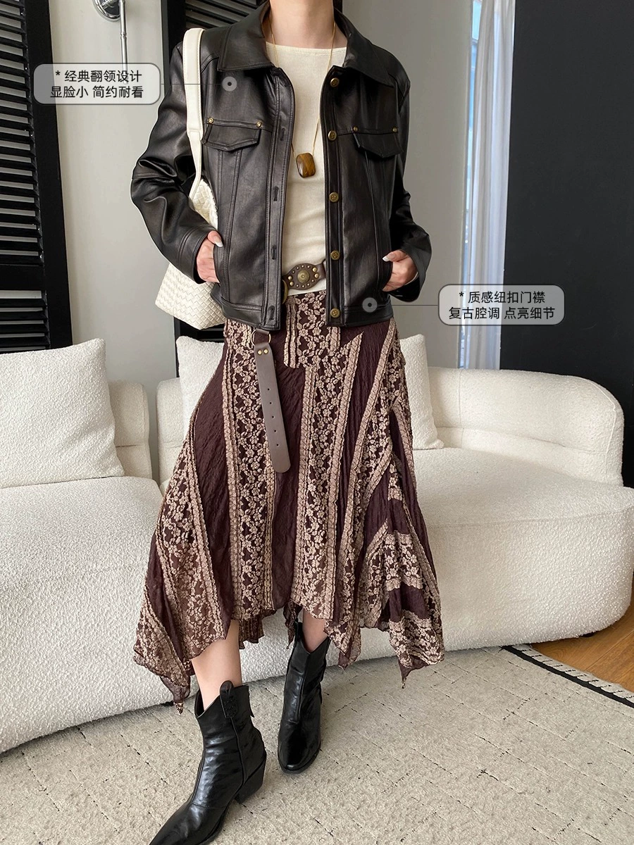 Spring retro polyurethane short jacket, American style