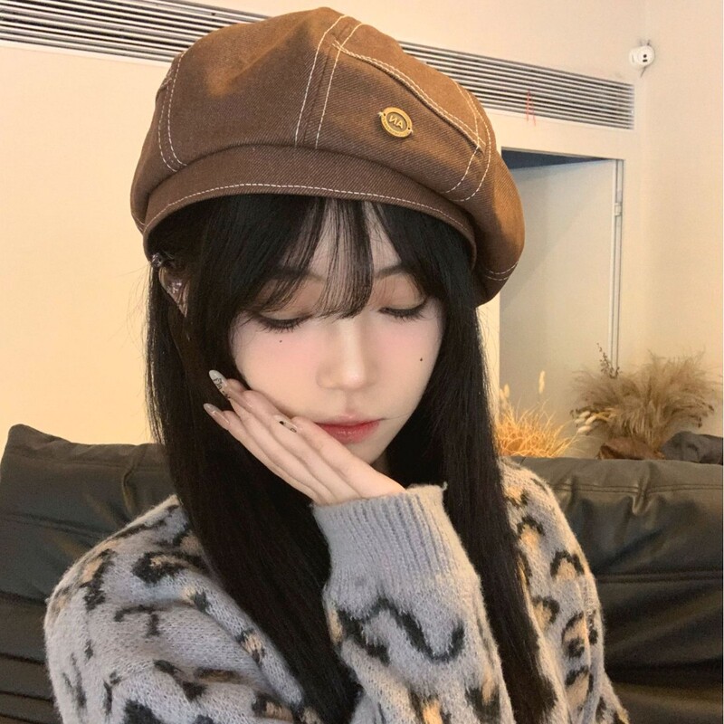 日系复古牛仔贝雷帽女文艺气质八角报童帽百搭显脸小云朵画家帽子|undefined